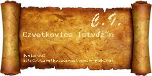 Czvetkovics István névjegykártya